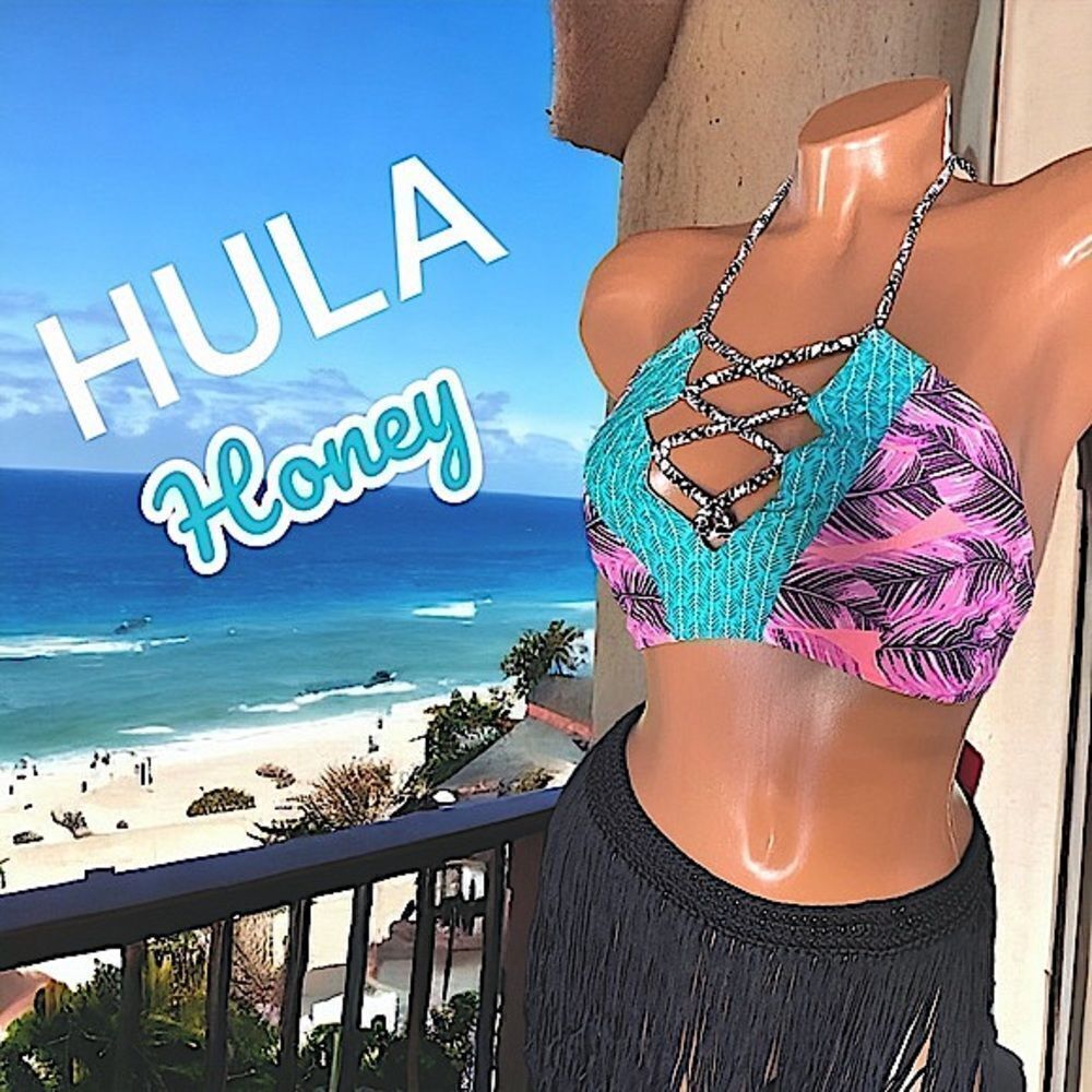 HULA Honey l Criss-Cross l Bikini l Tie/Hook Back (Adj) l Padded l XS l EUC